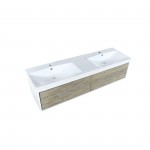 Scopi 60" Rustic Acacia Double Bathroom Vanity and Acrylic Composite Top with Integrated Sinks