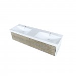 Scopi 60" Rustic Acacia Double Bathroom Vanity and Acrylic Composite Top with Integrated Sinks