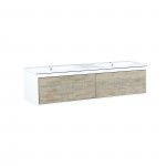 Scopi 60" Rustic Acacia Double Bathroom Vanity and Acrylic Composite Top with Integrated Sinks