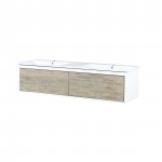 Scopi 60" Rustic Acacia Double Bathroom Vanity and Acrylic Composite Top with Integrated Sinks