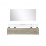 Scopi 60" Rustic Acacia Double Bathroom Vanity, Acrylic Composite Top with Integrated Sinks, and 55" Frameless Mirror