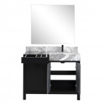 Zilara 42" Black and Grey Vanity, Castle Grey Marble Top, Square Sink, Balzani Gun Metal Faucet Set, and 34" Mirror