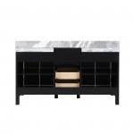 Zilara 60" Black and Grey Double Vanity, Castle Grey Marble Tops, and White Square Sinks