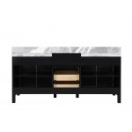 Zilara 72" Black and Grey Double Vanity, Castle Grey Marble Tops, Square Sinks, Monte Chrome Faucet Set, and 28" Mirrors