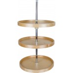 18" Round Banded Lazy Susan Three Shelf Set with Twist and Lock Pole
