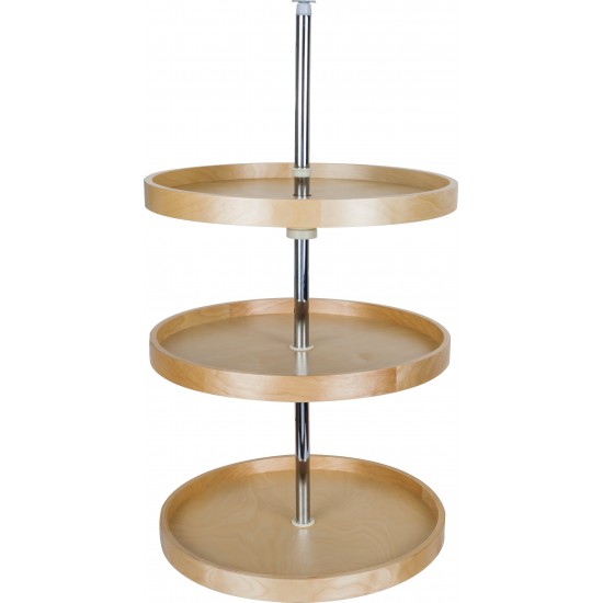 20" Round Banded Lazy Susan Three Shelf Set with Twist and Lock Pole