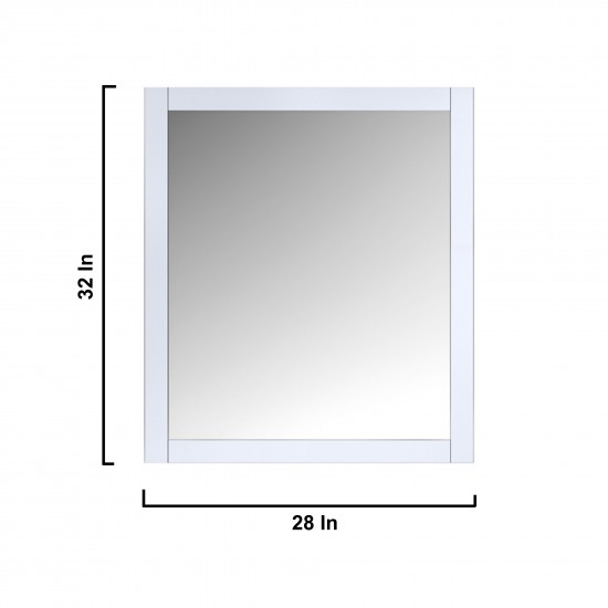 Jacques 30" White Single Vanity White, no Top and 28" Mirror