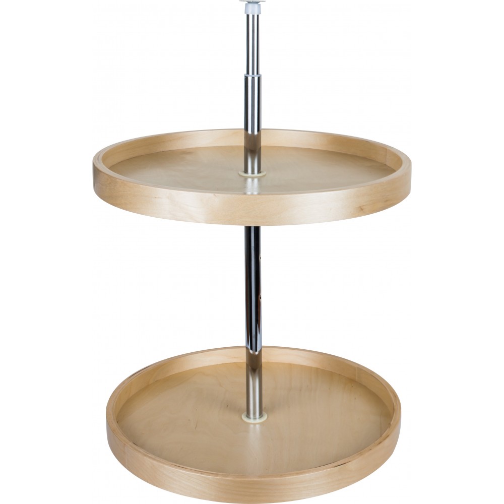 24" Round Banded Lazy Susan Set with Twist and Lock Adjustable Pole