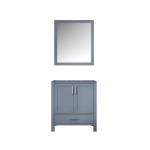 Jacques 30" Dark Grey Single Vanity, no Top and 28" Mirror