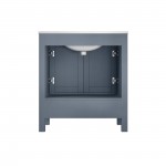 Jacques 30" Dark Grey Single Vanity, White Carrara Marble Top, White Square Sink and no Mirror