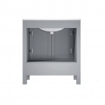 Jacques 30" Distressed Grey Single Vanity, White Carrara Marble Top, White Square Sink and 28" Mirror w/ Faucet