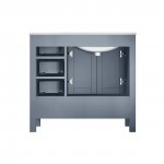 Jacques 36" Dark Grey Single Vanity, White Carrara Marble Top, White Square Sink and 34" Mirror w/ Faucet - Left Version