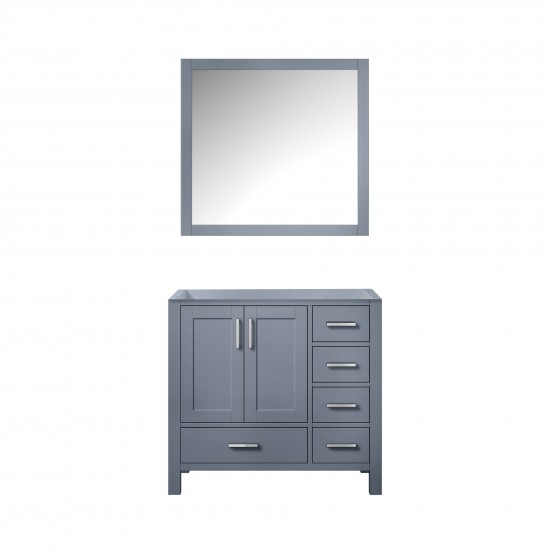 Jacques 36" Dark Grey Single Vanity, no Top and 34" Mirror - Left Version