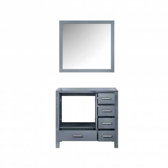 Jacques 36" Dark Grey Single Vanity, no Top and 34" Mirror - Left Version