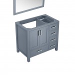 Jacques 36" Dark Grey Single Vanity, no Top and 34" Mirror - Left Version