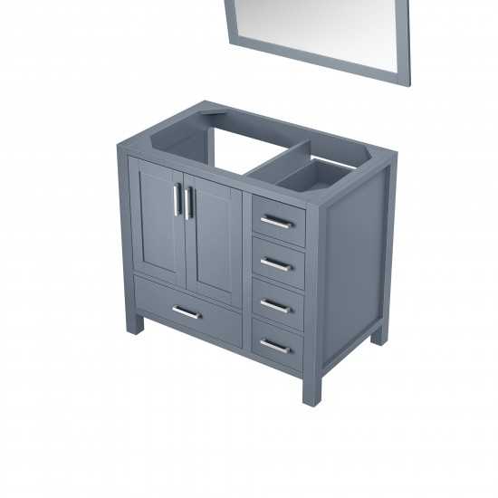 Jacques 36" Dark Grey Single Vanity, no Top and 34" Mirror - Left Version