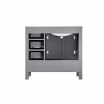 Jacques 36" Distressed Grey Single Vanity, White Carrara Marble Top, White Square Sink and no Mirror - Left Version