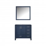 Jacques 36" Navy Blue Single Vanity, no Top and 34" Mirror - Left Version