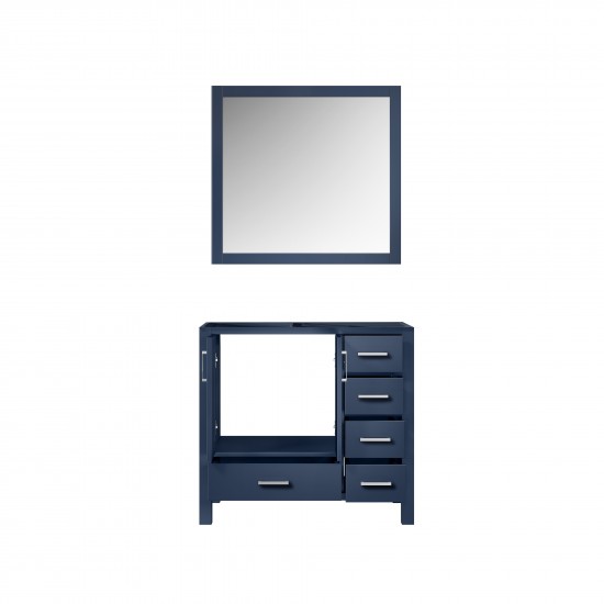 Jacques 36" Navy Blue Single Vanity, no Top and 34" Mirror - Left Version