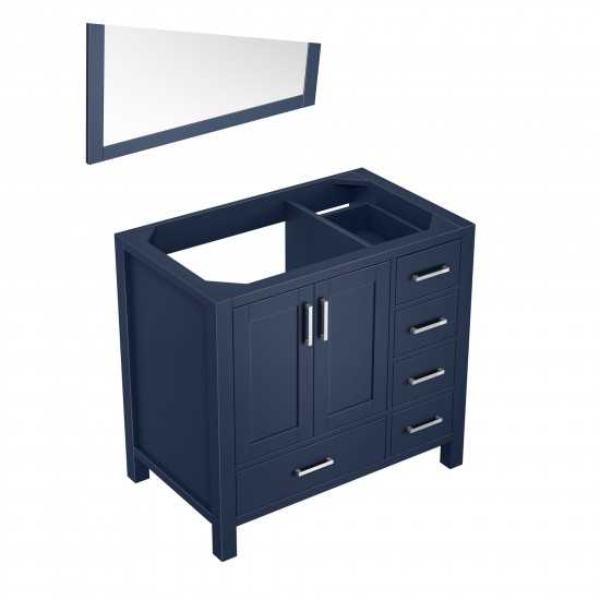 Jacques 36" Navy Blue Single Vanity, no Top and 34" Mirror - Left Version