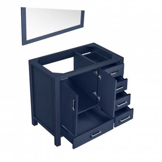 Jacques 36" Navy Blue Single Vanity, no Top and 34" Mirror - Left Version