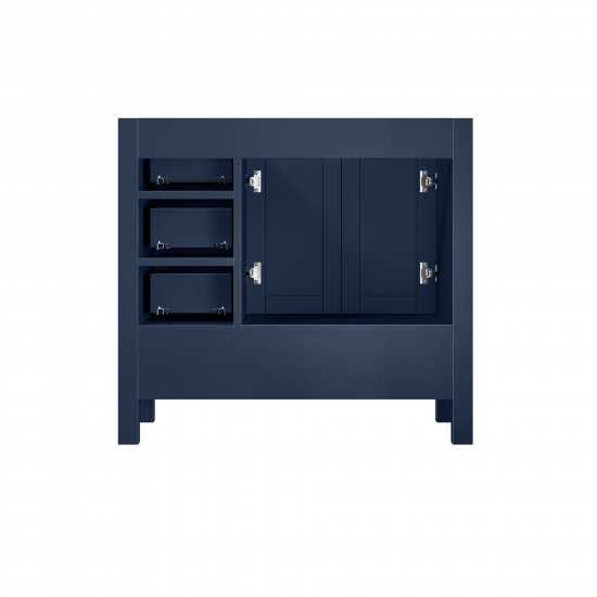 Jacques 36" Navy Blue Single Vanity, no Top and 34" Mirror - Left Version