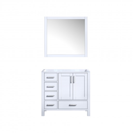 Jacques 36" White Single Vanity, no Top and 34" Mirror - Right Version