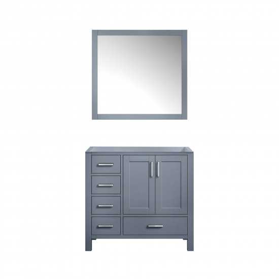 Jacques 36" Dark Grey Single Vanity, no Top and 34" Mirror - Right Version