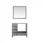 Jacques 36" Distressed Grey Single Vanity, no Top and 34" Mirror - Right Version