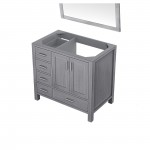 Jacques 36" Distressed Grey Single Vanity, no Top and 34" Mirror - Right Version