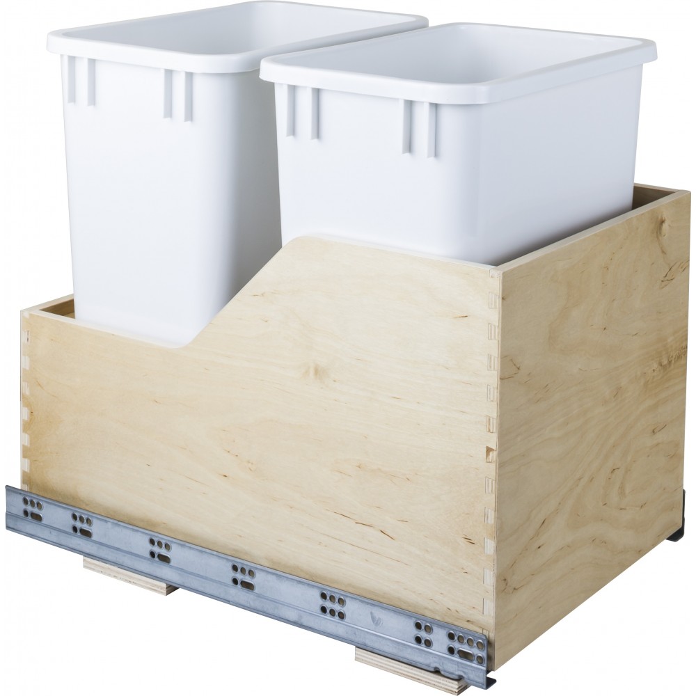 Preassembled 35 Quart Double Pullout Waste Container System