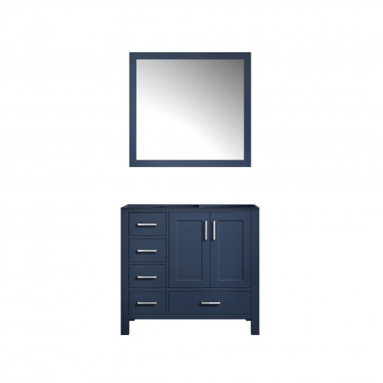 Jacques 36" Navy Blue Single Vanity, no Top and 34" Mirror - Right Version