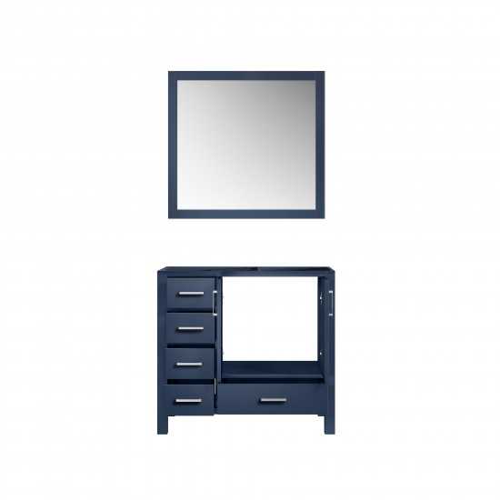 Jacques 36" Navy Blue Single Vanity, no Top and 34" Mirror - Right Version