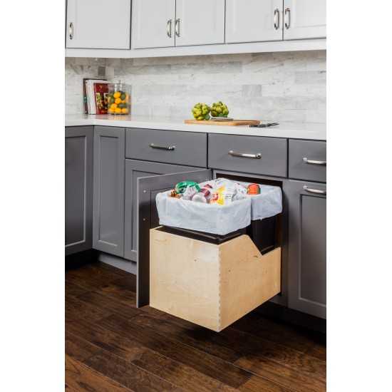 Preassembled 35 Quart Double Pullout Waste Container System