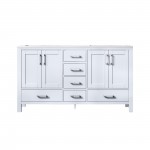 Jacques 60" White Double Vanity, White Carrara Marble Top, White Square Sinks and no Mirror