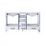 Jacques 60" White Double Vanity, White Carrara Marble Top, White Square Sinks and no Mirror