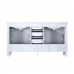 Jacques 60" White Double Vanity, White Carrara Marble Top, White Square Sinks and no Mirror