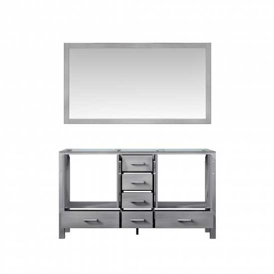 Jacques 60" Distressed Grey Double Vanity, no Top and 58" Mirror