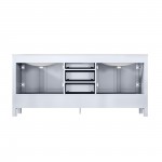 Jacques 72" White Double Vanity, White Carrara Marble Top, White Square Sinks and 70" Mirror w/ Faucets