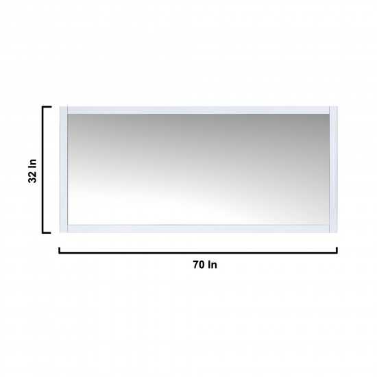 Jacques 72" White Double Vanity, White Carrara Marble Top, White Square Sinks and 70" Mirror w/ Faucets