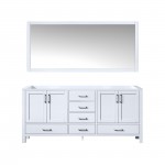 Jacques 72" White Double Vanity, no Top and 70" Mirror