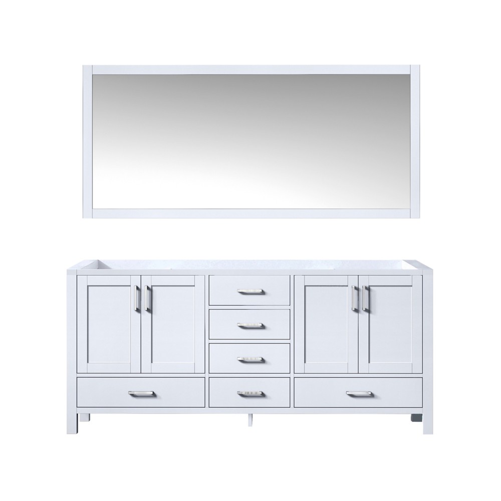 Jacques 72" White Double Vanity, no Top and 70" Mirror