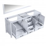 Jacques 72" White Double Vanity, no Top and 70" Mirror