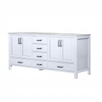 Jacques 72" White Double Vanity, White Carrara Marble Top, White Square Sinks and no Mirror