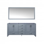 Jacques 72" Dark Grey Double Vanity, no Top and 70" Mirror