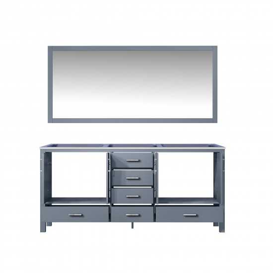 Jacques 72" Dark Grey Double Vanity, no Top and 70" Mirror