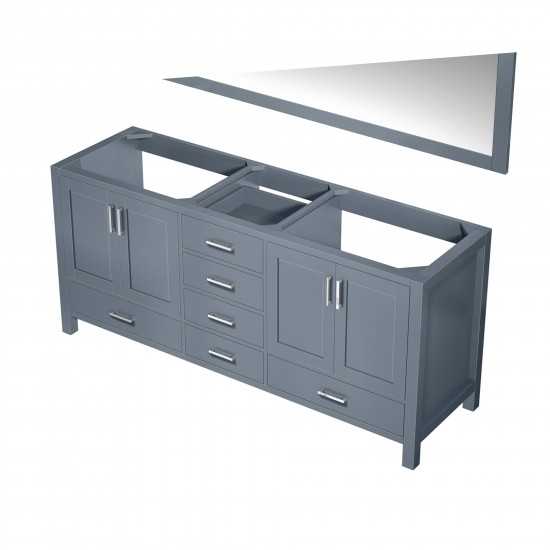 Jacques 72" Dark Grey Double Vanity, no Top and 70" Mirror