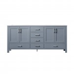 Jacques 72" Dark Grey Double Vanity, White Carrara Marble Top, White Square Sinks and no Mirror