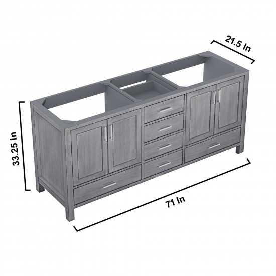 Jacques 72" Distressed Grey Double Vanity, no Top and 70" Mirror