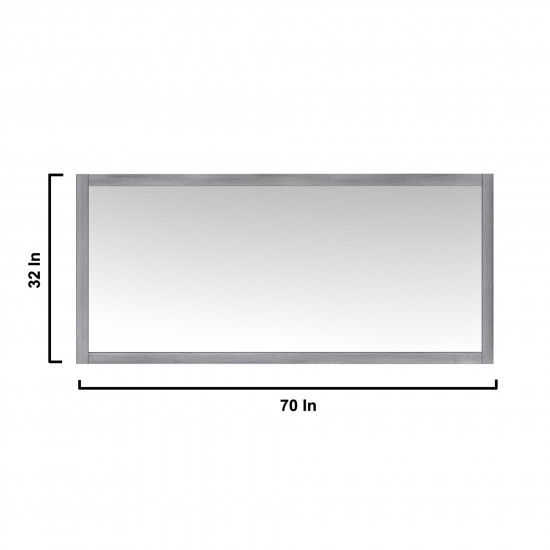 Jacques 72" Distressed Grey Double Vanity, no Top and 70" Mirror